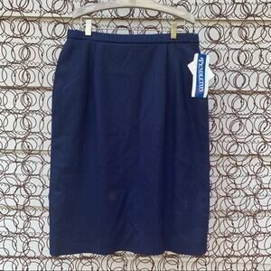 VTG Pendleton Wool navy blue midi pencil skirt 14 Petite NEW